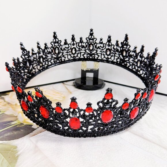 Renaissance Crown, Red Stone Crown, Halloween Costume, Coronation Crown - Picture 7 of 9